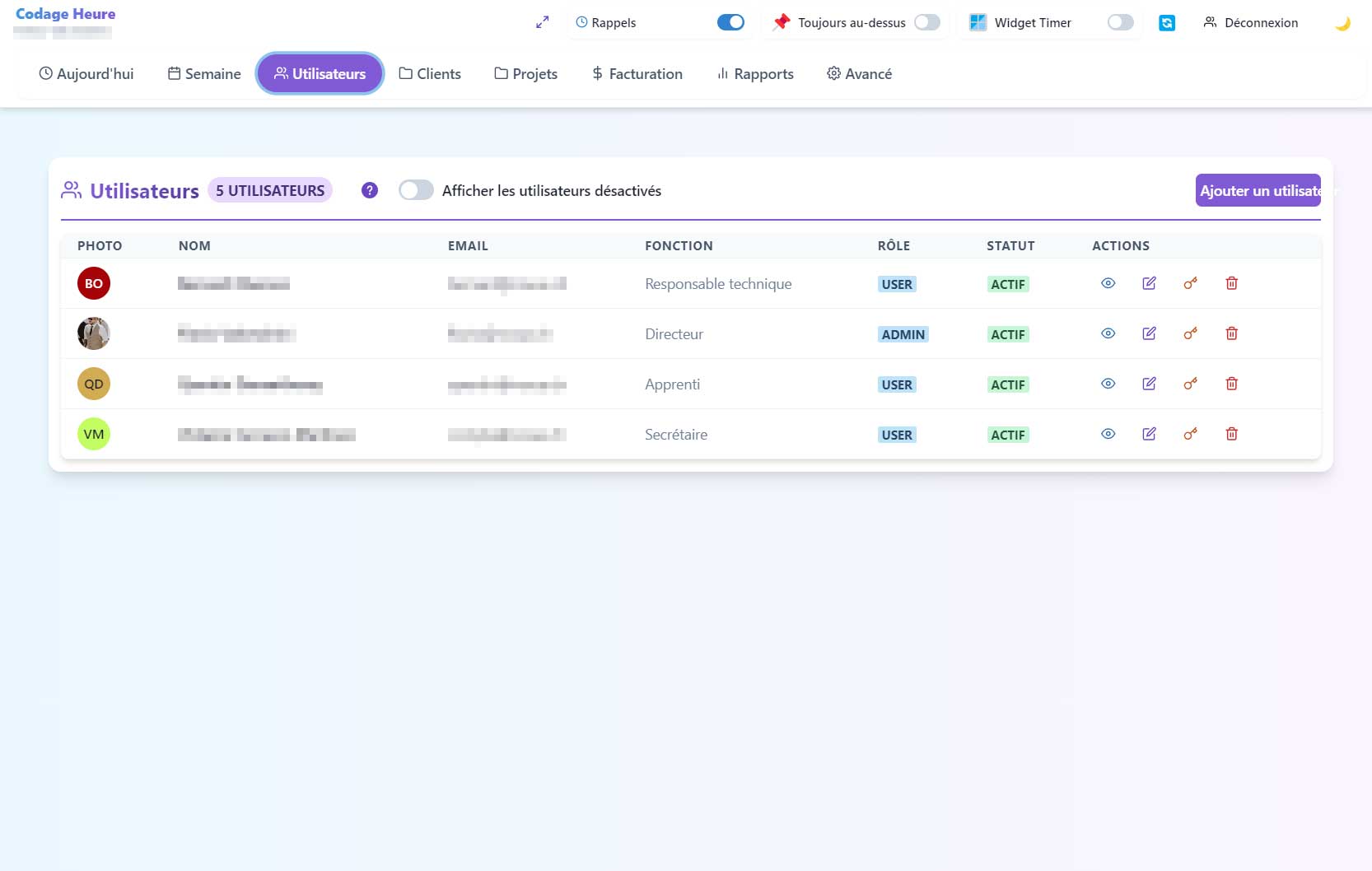 Gestion des utilisateurs